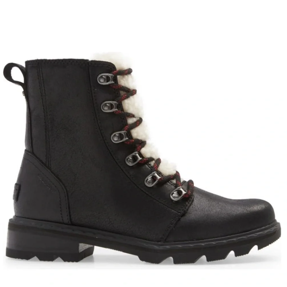 Sorel Lennox Genuine Shearling Trim Waterproof Lace Up Boot NWT